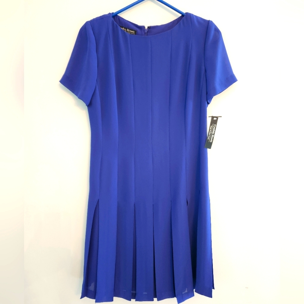 NWT Cynthia Howie Royal Blue Womens Dress.  BEAUTIFUL RICH STYLE.  Size 4.